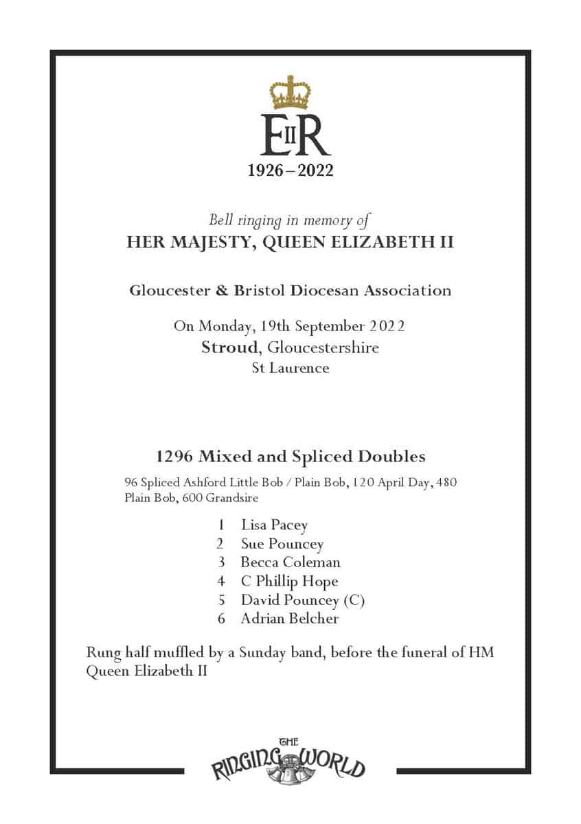 Commemorative Ringing for HM Queen Elizabeth Stroud Parish Churches